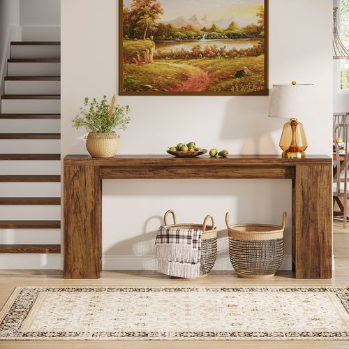 Console Extra Longue De 160 Cm, Table Basse En Bois De Style Campagnard à Placer Derrière Le Canapé