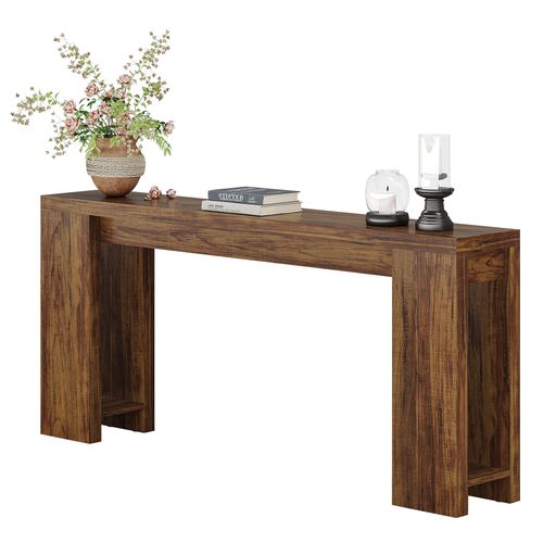 Console Extra Longue De 160 Cm, Table Basse En Bois De Style Campagnard à Placer Derrière Le Canapé