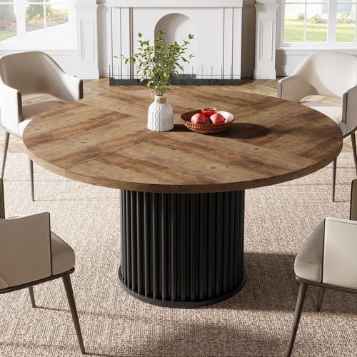 Table De Salle à Manger Ronde Pour 4 à 6 Personnes, 120 Cm, Style Moderne