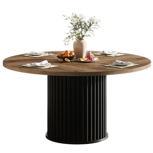 Table De Salle à Manger Ronde Pour 4 à 6 Personnes, 120 Cm, Style Moderne