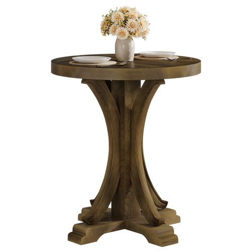 Table De Salle à Manger Ronde Pour 2 Personnes, Table De Bistro Rétro Avec Pieds En Sapin Massif