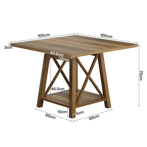 Table De Salle à Manger Carrée Pour 4 Personnes, Table De Cuisine De Style Campagnard