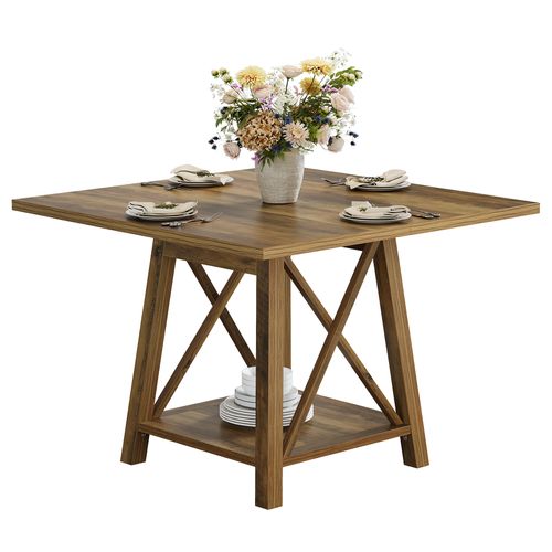 Table De Salle à Manger Carrée Pour 4 Personnes, Table De Cuisine De Style Campagnard