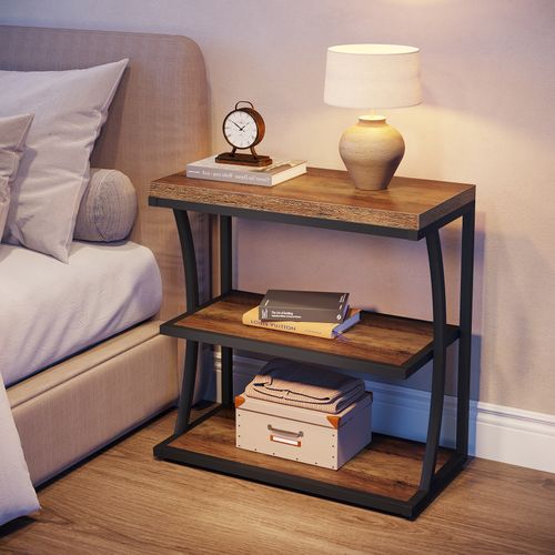 Petite Table D'appoint Étroite, Table De Chevet En Métal Style Ferme, Idéale Pour Le Salon