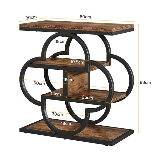 Table D'appoint Étroite, Petite Table De Chevet En Bois à 4 Niveaux Avec Cadre En Métal Incurvé