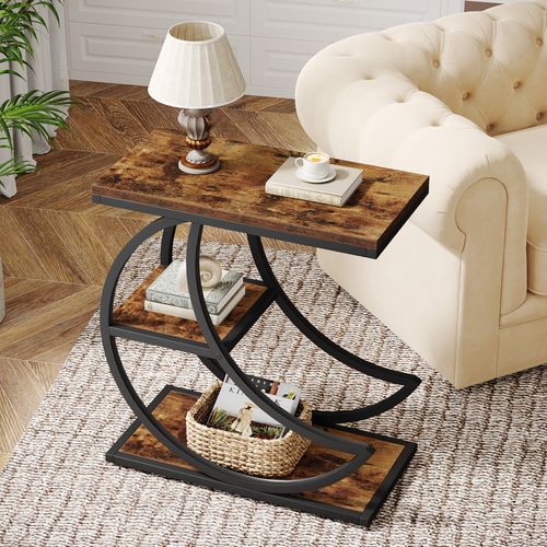 Table D'appoint à 3 Niveaux, Style Industriel, Avec 3 Étagères De Rangement