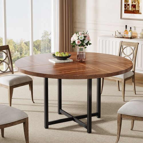 Table à Manger Ronde Pour 4 à 6 Personnes, Table De Cuisine Ronde De 120 Cm