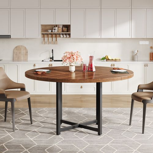 Table à Manger Ronde Pour 4 à 6 Personnes, Table De Cuisine Ronde De 120 Cm