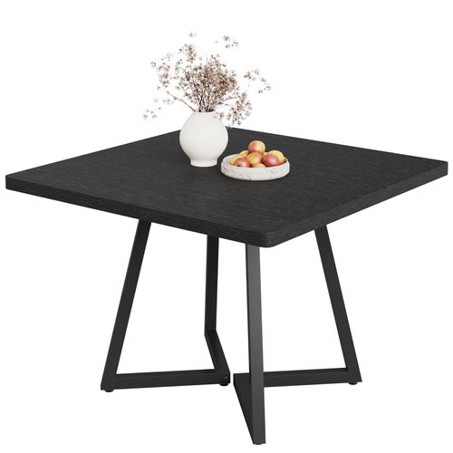 Table à Manger Pour 4 Personnes, Style Moderne, Structure En Métal Robuste, 80 X 80 X 75 Cm, Noir