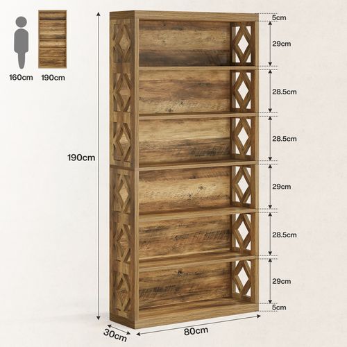 Bibliothèque De 190 Cm De Haut, Étagère Industrielle à 7 Niveaux Avec Rangement