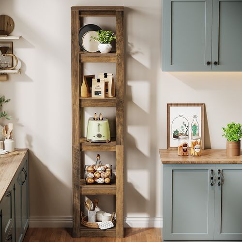 Bibliothèque à 5 Niveaux, Étagère D'angle Étroite De 180 Cm De Haut, Idéale Pour Les Petits Espaces