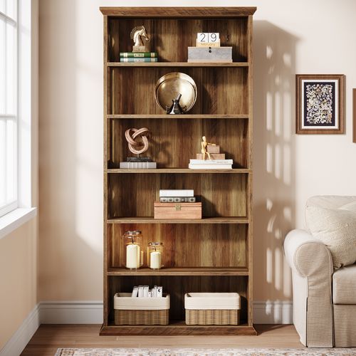 Bibliothèque à 6 Niveaux, Étagères Et Bibliothèques De Style Campagnard De 190 Cm, 6 Niveaux