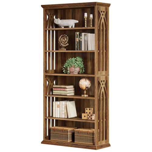 Bibliothèque à 6 Niveaux, Étagères Et Bibliothèques De Style Campagnard De 190 Cm, 6 Niveaux