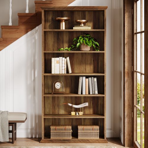 Bibliothèque à 6 Niveaux, Étagères Et Bibliothèques De Style Campagnard De 190 Cm, 6 Niveaux