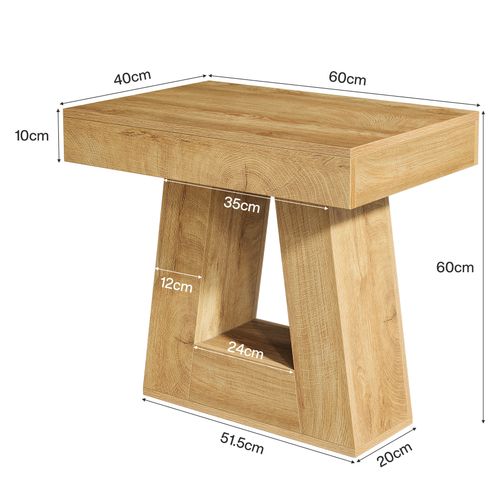 Table D'appoint Moderne à 2 Niveaux, Table De Chevet Avec Base Trapézoïdale, Petite Table De Chevet