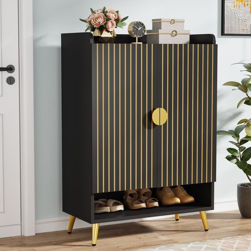 Meuble à Chaussures Avec Portes,meuble De Rangement à Chaussures à 6 Niveaux Avec Étagères Réglables