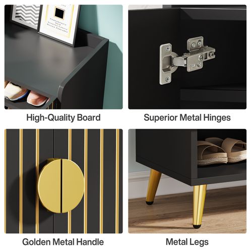 Meuble à Chaussures Avec Portes,meuble De Rangement à Chaussures à 6 Niveaux Avec Étagères Réglables