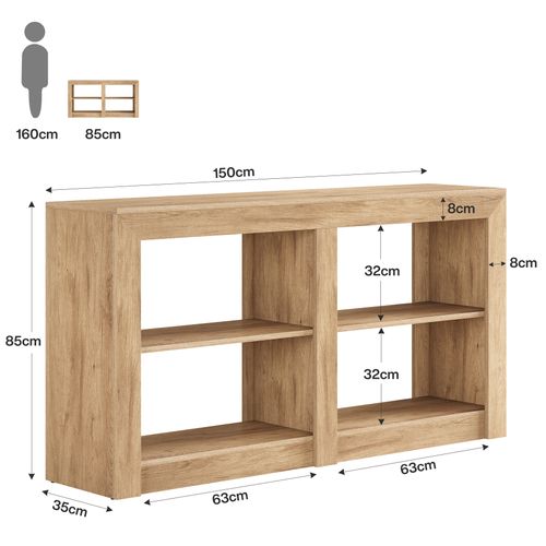 Table D'entrée De 150 Cm Avec Étagère à 2 Niveaux, Design Rectangulaire, Console Pour Canapé