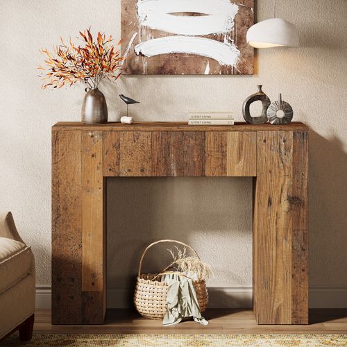 Console De Style Campagnard De 100 Cm, Table D'entrée Étroite Avec Tiroir