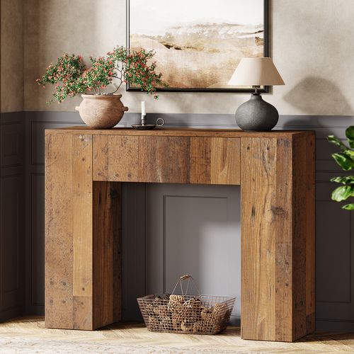 Console De Style Campagnard De 100 Cm, Table D'entrée Étroite Avec Tiroir