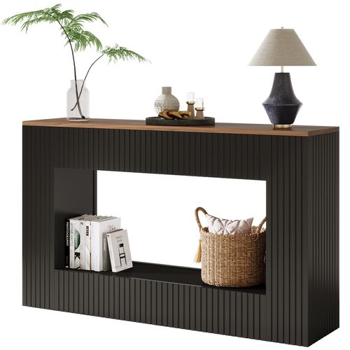 Console Moderne, Table D'entrée En Bois De 140 Cm Avec Rangement, Table De Canapé Longue Et Étroite