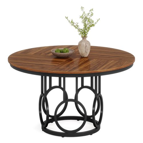 Table à Manger Ronde Pour 4 Personnes, 120 Cm Table De Salle à Manger Rustique