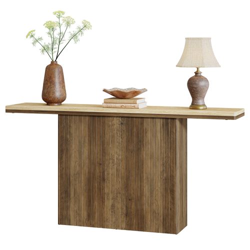 Console Cannelée De Style Ferme Pour Entrée, Table De Canapé De 160 Cm De Long Derrière Le Canapé