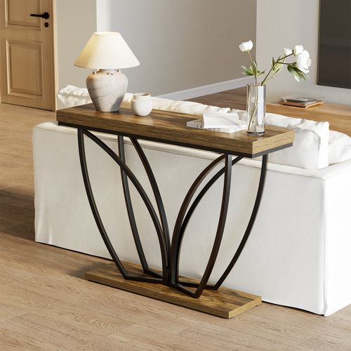 Console Industrielle De 105 Cm, Meuble D'entrée Étroit Et Long