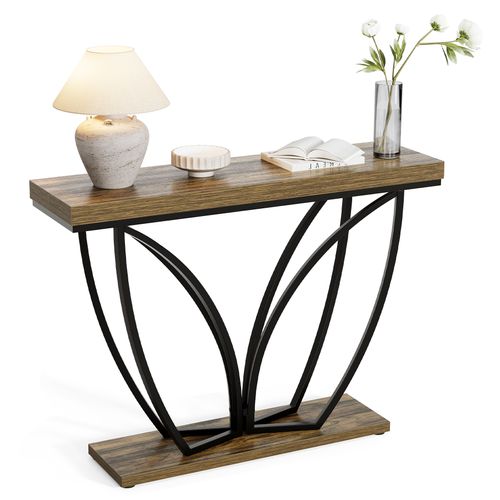 Console Industrielle De 105 Cm, Meuble D'entrée Étroit Et Long