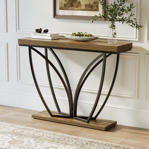 Console Industrielle De 105 Cm, Meuble D'entrée Étroit Et Long