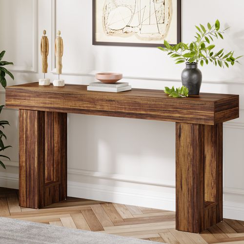 Console Rectangulaire En Bois De 160 Cm De Long, Idéale Derrière Le Canapé, Style Ferme
