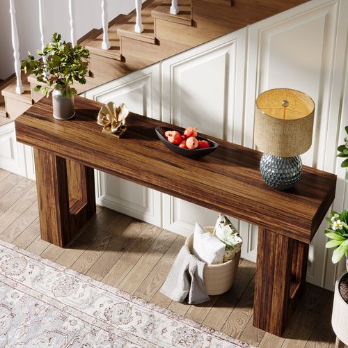 Console Rectangulaire En Bois De 160 Cm De Long, Idéale Derrière Le Canapé, Style Ferme