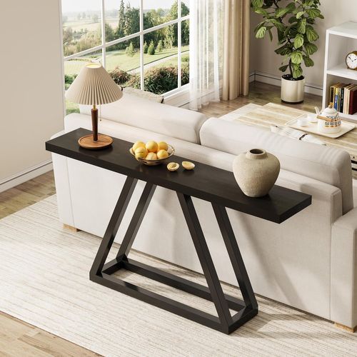 Console Étroite De 160 Cm, Table De Canapé Longue Derrière Le Canapé Pour Entrée, Couloir, Noir