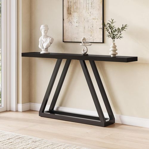Console Étroite De 160 Cm, Table De Canapé Longue Derrière Le Canapé Pour Entrée, Couloir, Noir