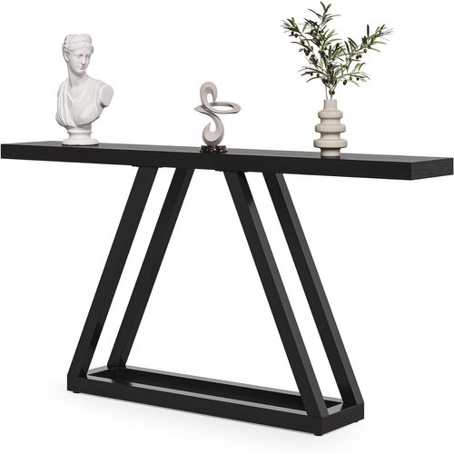 Console Étroite De 160 Cm, Table De Canapé Longue Derrière Le Canapé Pour Entrée, Couloir, Noir