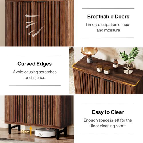 Meuble à Chaussures De Style Campagnard à 6 Niveaux Avec Portes à Volets