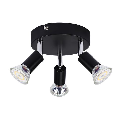 Spot 3 Spots Gu10 De Plafond En Métal Noir