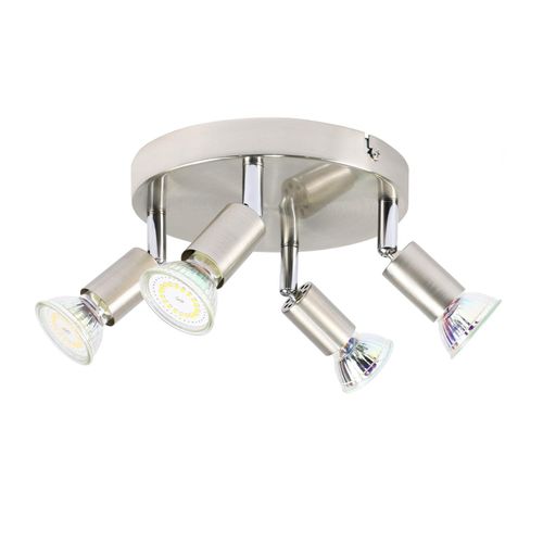 Spot 4 Spots De Plafond Gu10 Métal Nickelé 350°moderne 4x25w