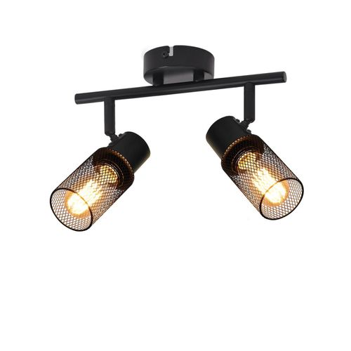 Spot 2 Plafonniers Métal Noir Rotatifs à 330° E27 LED