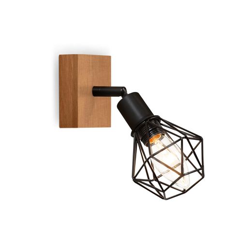 Spot Plafonnier Bois Noir Métal Rétro Rotatif à 350° 40 Watts LED