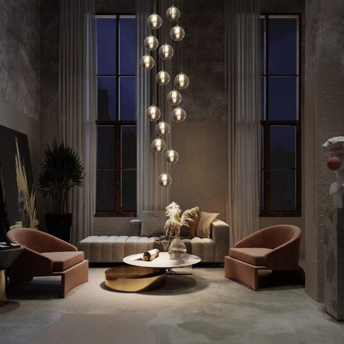 Suspension Hauteur Réglable Table à Manger Verre -lampe Suspendue Cage D'escalier Moderne15 Flammes