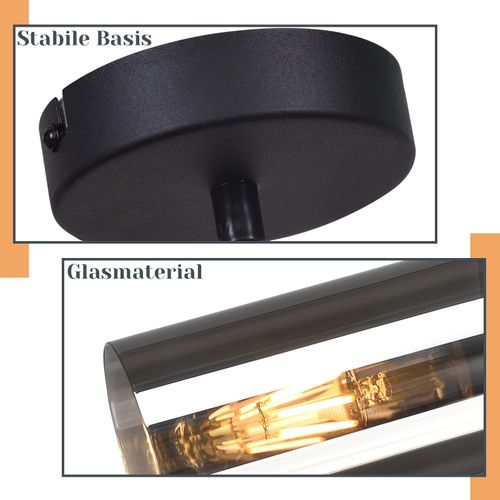 Suspension Lampe Suspension Noire E27 Cuisine Verre Noir Métal 1 Ampoule Industrielle Moderne