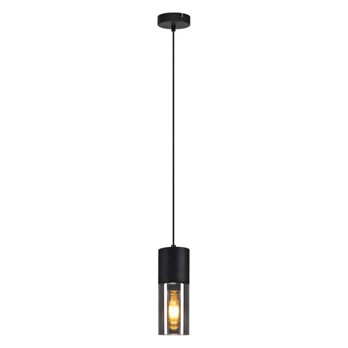 Suspension Lampe Suspension Noire E27 Cuisine Verre Noir Métal 1 Ampoule Industrielle Moderne