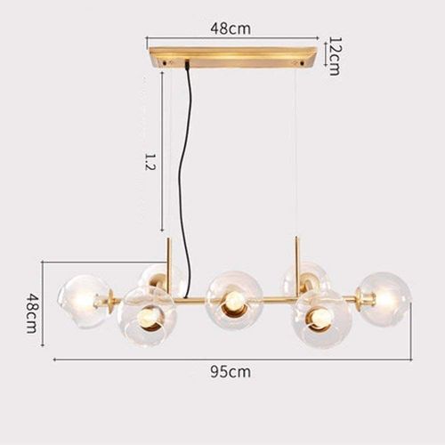 Suspension LED En Verre Diam.105 Cm E27 Avec 8 Ampoules Boule Lumineuse Lustre LED