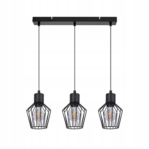 Suspension 3 Flammes Suspension Métal Industrielle Noir LED E27 Métal