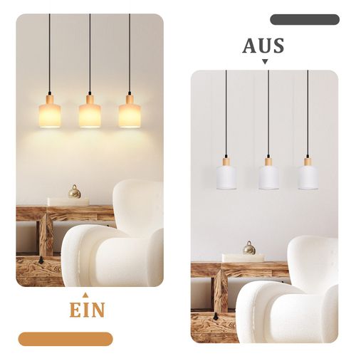 Suspension Bois Blanc Diam.47 Cm E14 Vintage Rustique Abat-jour En Tissu Suspendu Pour Restaurant