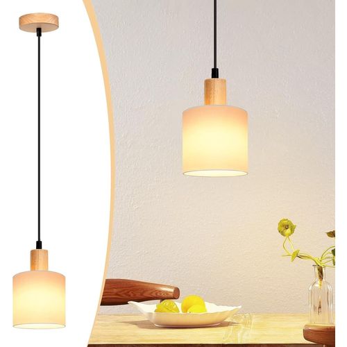 Suspension Bois Blanc Diamètre 173 Cm E14 1 Flamme Vintage Rustique Couloir Lampe Tissu Restaurant