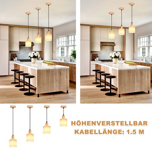 Suspension Bois Blanc Diamètre 173 Cm E14 1 Flamme Vintage Rustique Couloir Lampe Tissu Restaurant