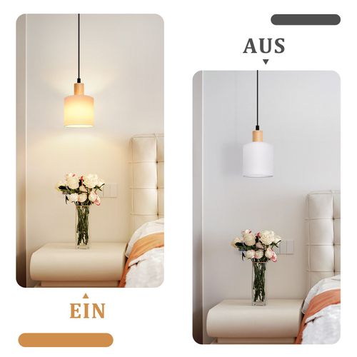 Suspension Bois Blanc Diamètre 173 Cm E14 1 Flamme Vintage Rustique Couloir Lampe Tissu Restaurant