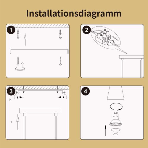 Lampe Suspendue Table à Manger Suspension Gu10 Manger 6 Ampoules En Métal Noir Doré Industriel